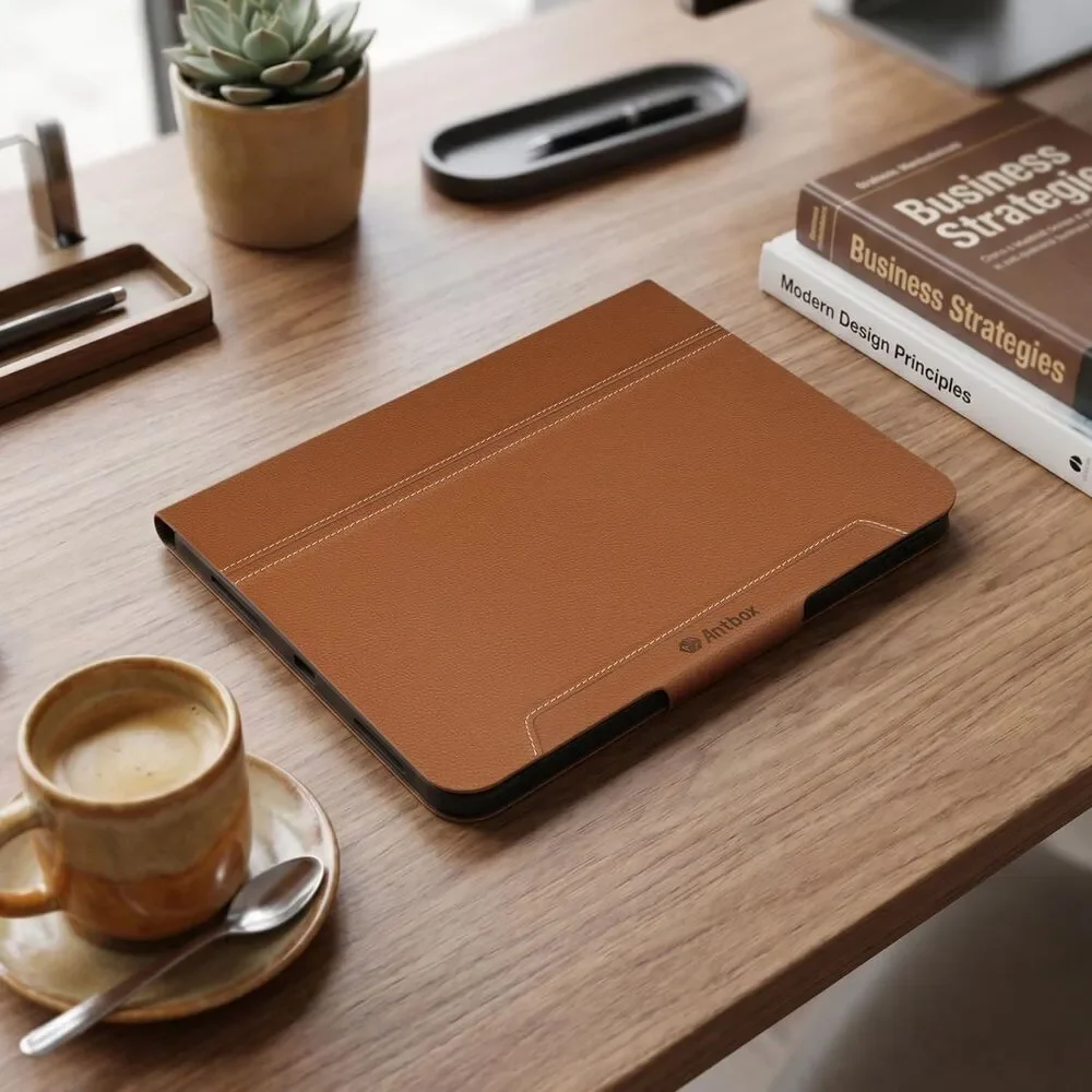 Antbox Leather Case for iPad 11th Gen 10th Gen | Built-in Pencil Holder (Tan)